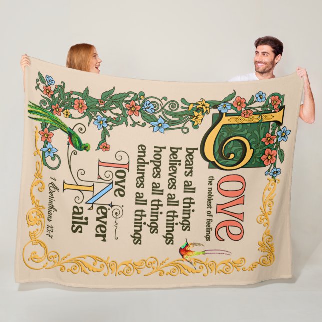 Liebe Bears Alle Dinge Versage nie Bibel Verse Ged Fleecedecke (Beispiel)