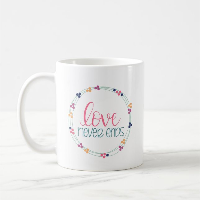 Liebe beendet nie Kaffee-Tasse Kaffeetasse (Links)