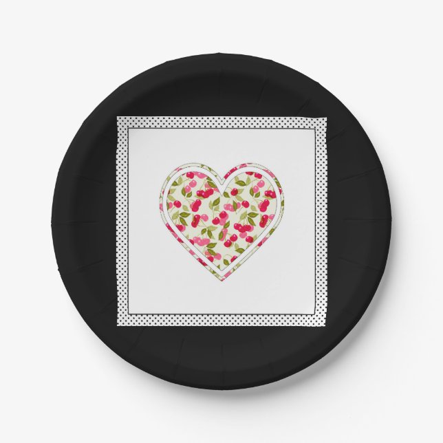 Liebe, Beeren, Kirsche Pappteller (Vorderseite)
