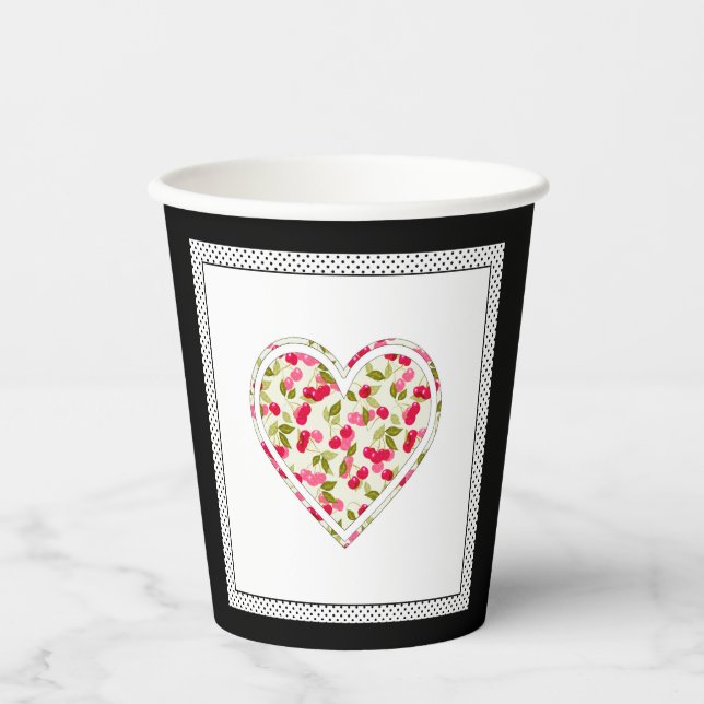 Liebe, Beeren, Kirschpapier-Becher Pappbecher (Vorderseite)