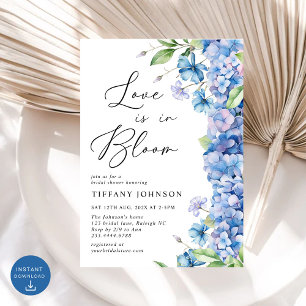 Liebe befindet sich im Brautparty Bloom Blue Hydra Einladung