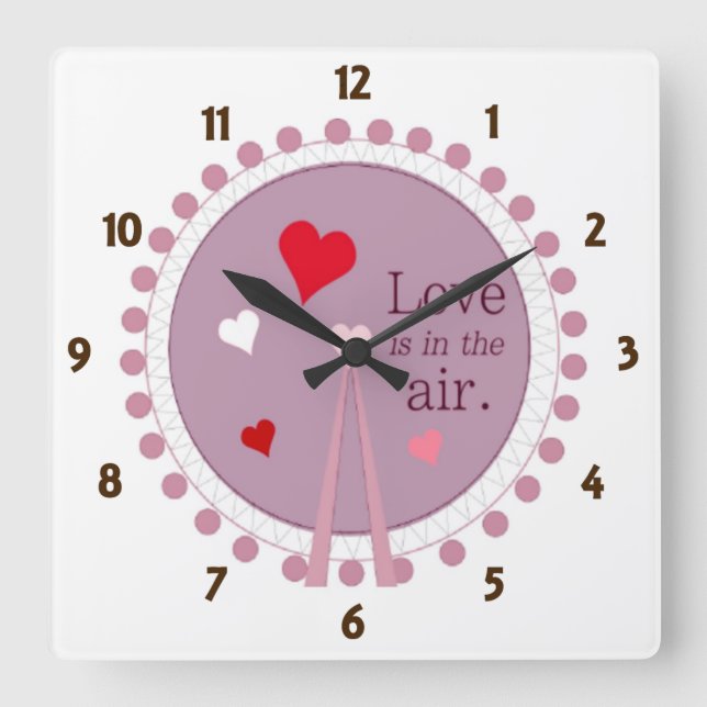 Liebe befindet sich in der Luftmauer Quadratische Wanduhr (Vorderseite)