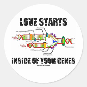 Liebe beginnt innerhalb Ihrer Gene (DNA-Replikatio Runder Aufkleber