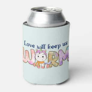 Liebe Behalte uns warm   Adorable Einhorn Winter Dosenkühler
