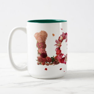 Liebe bei Blume Zweifarbige Tasse
