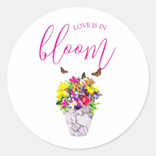 Liebe bei Blumenhochzeiten Runder Aufkleber (Vorderseite)