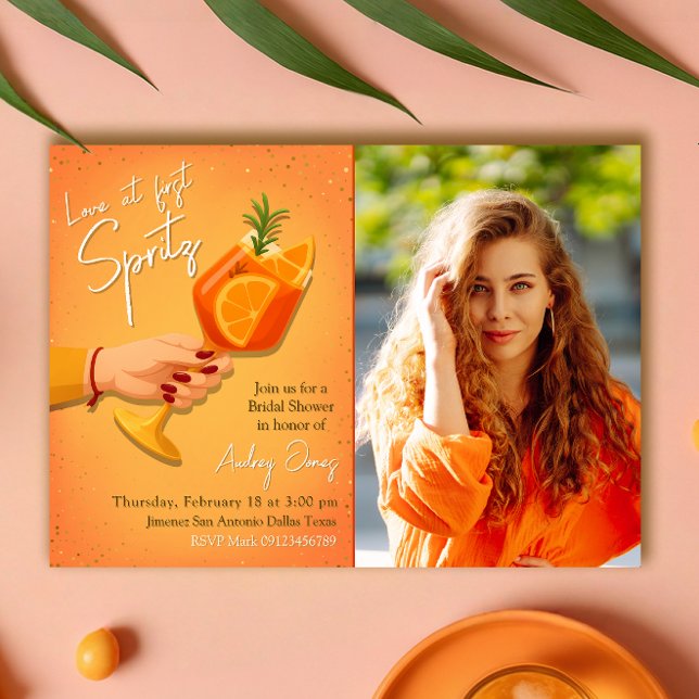 Liebe bei der ersten Spritz Bridal Dusche Einladun Einladung (Love at First Spritz Bridal Shower Invitation)