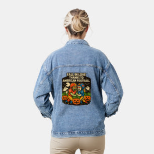 Liebe beim ersten Tackle: Ein Halloween-Fußballrom Jeansjacke