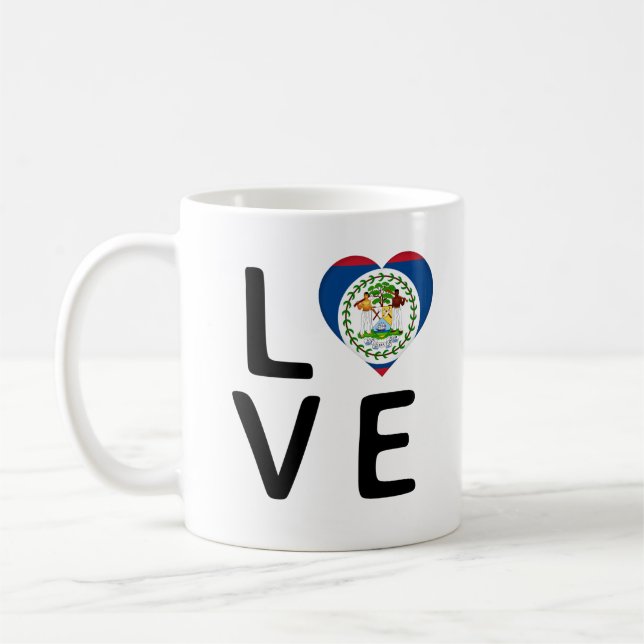 Liebe - Belize-Flagge Kaffeetasse (Links)