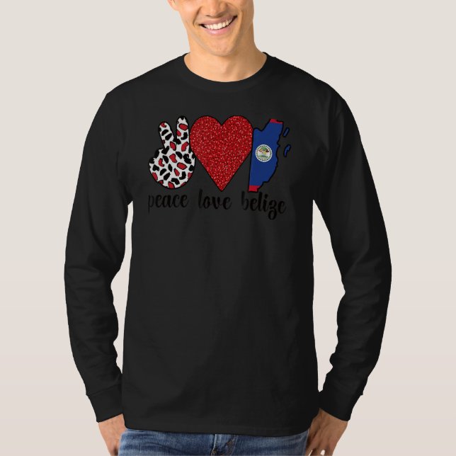 Liebe Belize Proud Belizean Flag Belizean Roots T-Shirt (Vorderseite)