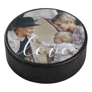 'Liebe' Benutzerdefiniertes Foto für die Familie m Eishockey Puck