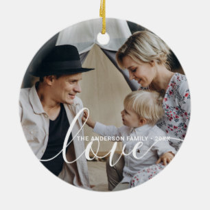 'Liebe' Benutzerdefiniertes Foto für die Familie m Keramik Ornament