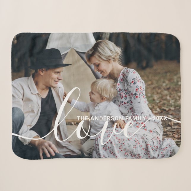 'Liebe' Benutzerdefiniertes Foto für die Familie m Sherpadecke (Vorderseite (Horizontal))