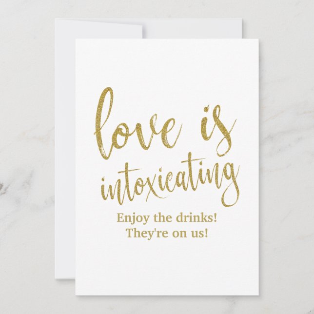 Liebe beraubt Gold als erschwingliches Hochzeitsze Einladung (Vorderseite)