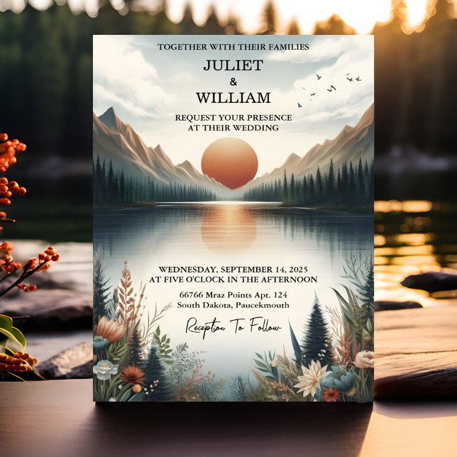 Liebe Bergsee Forest Outdoor Lake Wedding Einladung (Von Creator hochgeladen)