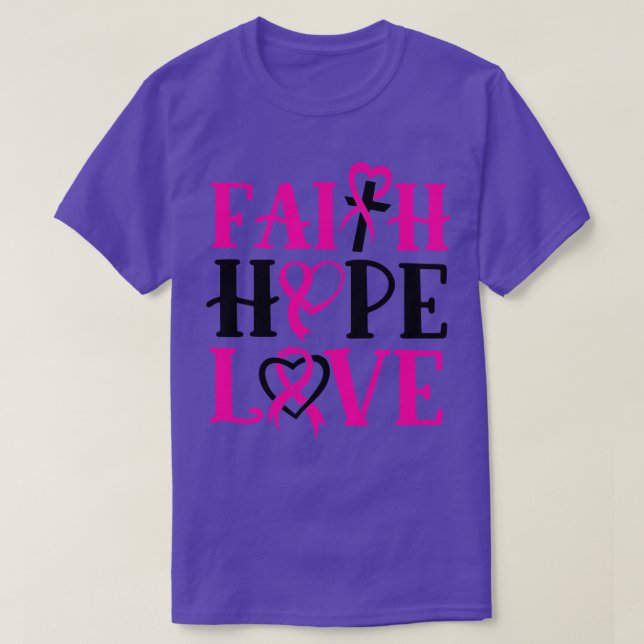 Liebe-Bewusstsein der Hoffnung Kreuz Rosa Band Fra T-Shirt (Design vorne)