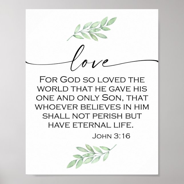 Liebe Bible Verse von John 3:16 Poster (Vorne)