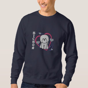 Liebe Bichon Frise Hearts Besticktes Sweatshirt
