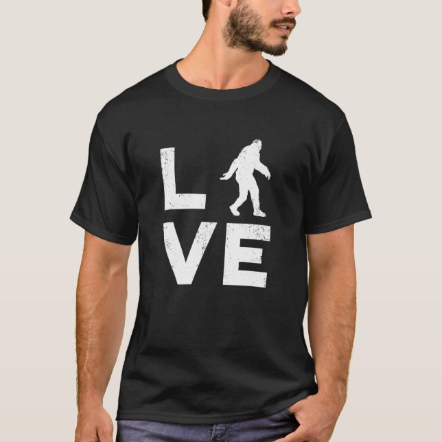 LIEBE Bigfoot Yeti oder Sasquatch Retro T-Shirt (Vorderseite)