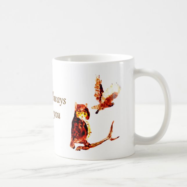 Liebe Bird Art Tawny Owls Kaffeetasse (Rechts)