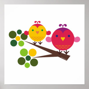 Liebe Birdies drucken Mädchen Zimmerdekoration Poster