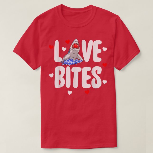 Liebe Bites Shark Tee Shirts Funny Women Valentine (Design vorne)