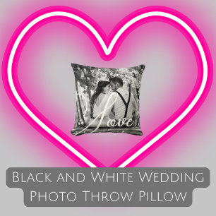 LIEBE Black and White Wedding Foto Kissen