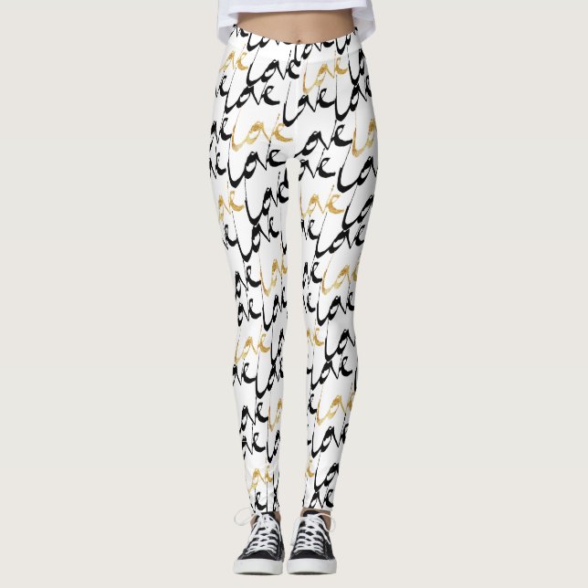 Liebe Black & Gold Frauen Leggings (Vorderseite)