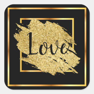 Liebe Black Gold Royal Design Quadratischer Aufkleber