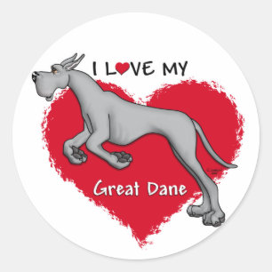 Liebe Black Great Dane Runder Aufkleber