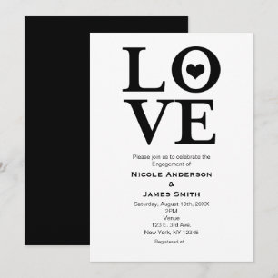 LIEBE Black & White Wedding Verlobung Einladungen
