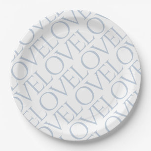 Liebe Blau graue Typografie Musterpapiere Teller