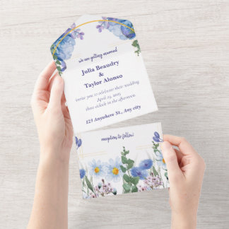 Liebe: Blauer Schmetterling Hochzeit verzaubern All In One Einladung