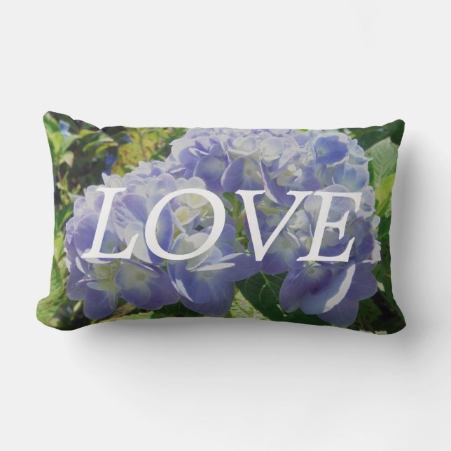 Liebe Blaues Hydrangea-Inspirationskissen Lendenkissen (Vorderseite)