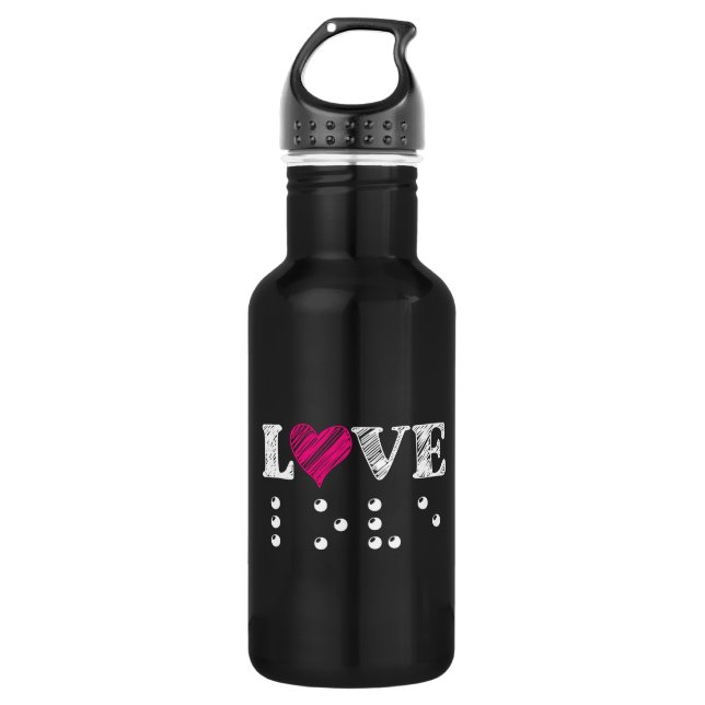Liebe Blind Braille Edelstahlflasche (Vorderseite)