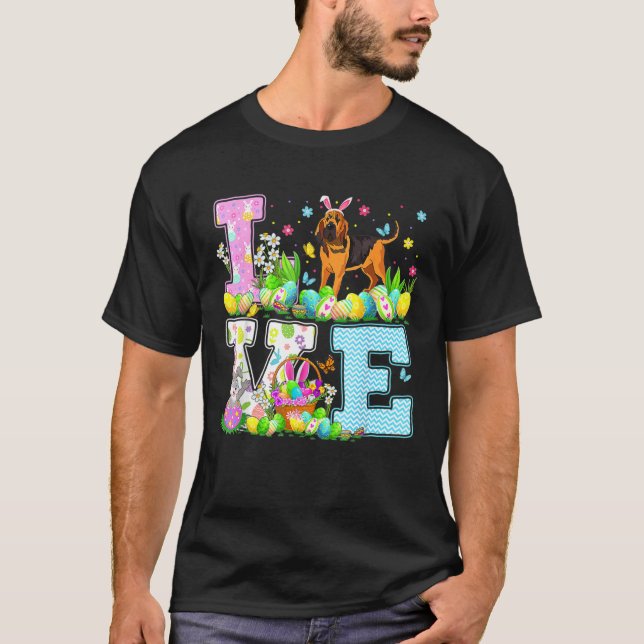 Liebe Bloodhound Dog Easter Eizelljagd T-Shirt (Vorderseite)