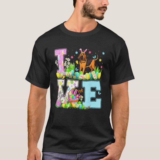 Liebe Bloodhound Dog Easter Eizelljagd T-Shirt (Vorderseite)