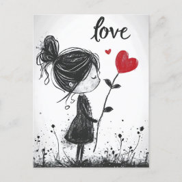 Liebe Bloom: Blume des Mädchenherzes Valentins Pos Postkarte