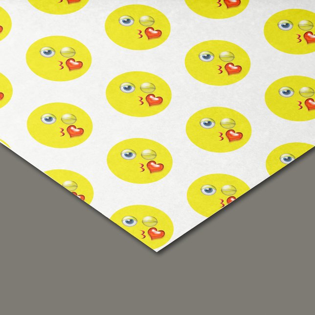 Liebe Blow Kiss Herzgelbes Emoji-Muster Seidenpapier (Von Creator hochgeladen)
