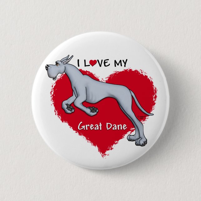 Liebe Blue Great Dane Button (Vorderseite)