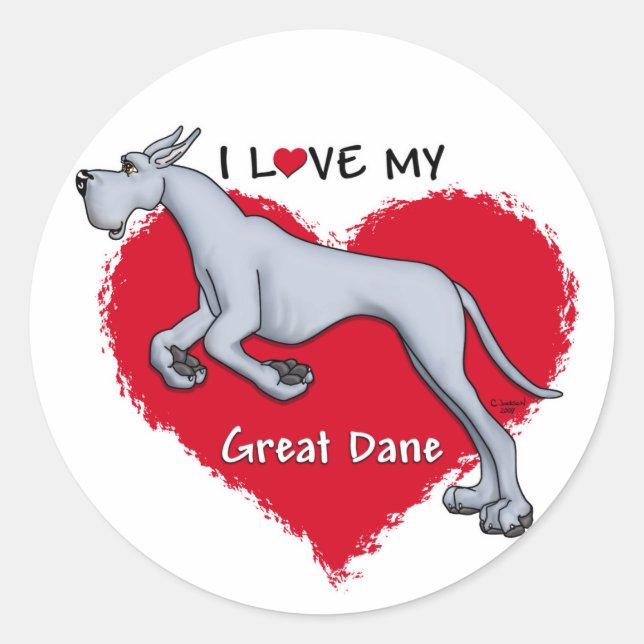 Liebe Blue Great Dane Runder Aufkleber (Vorderseite)