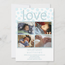 Liebe Blue Polka Dot 4 Foto Baby Adoption Ankündigung