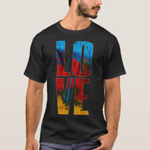 Liebe Blue Red Black Yellow Trendy Abstrakte Kunst T-Shirt