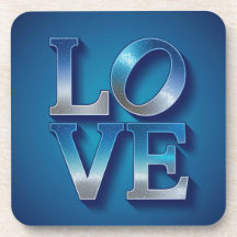LIEBE Blue Silver Square Poster