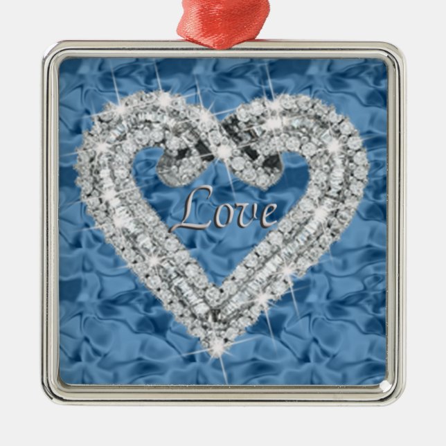 Liebe Blue Square Ornament Aus Metall (Vorne)