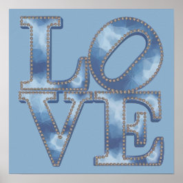 LIEBE Blue Typografy Poster