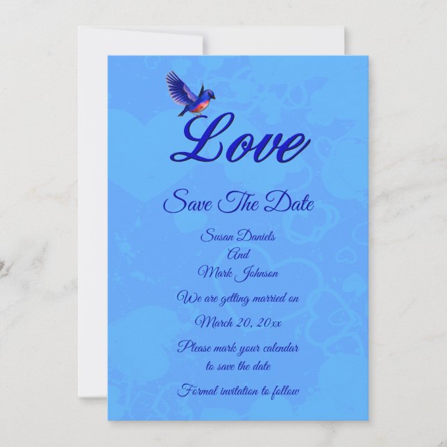 Liebe Bluebird Wedding Save The Date (Vorderseite)