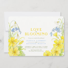 Liebe blüht Frühling Blume Aquarell Hochzeit Einladung