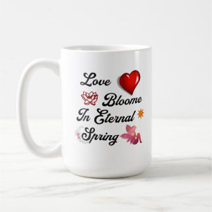 Liebe blüht in der Tasse des ewigen Frühlings