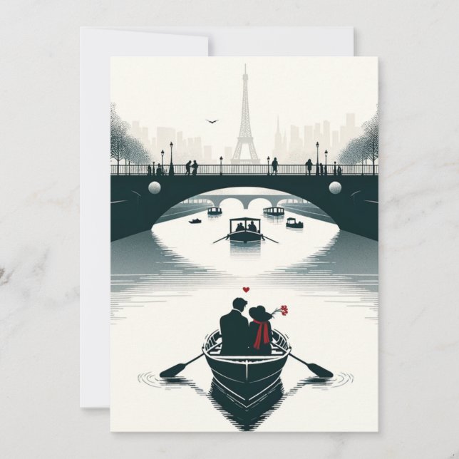 Liebe blüht in Paris Feiertagskarte (Vorderseite)